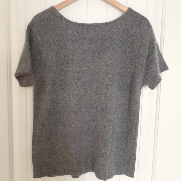Urban Works Beaded Angora Blend Short Sleeve Round Neck Sweater Gray Size XL - Picture 2 of 8
